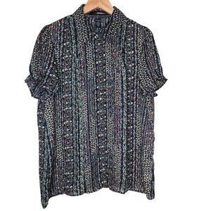 DENIM 24/7 Women's Ruffled Short Sleeve Blouse Colorful Floral Size 16W